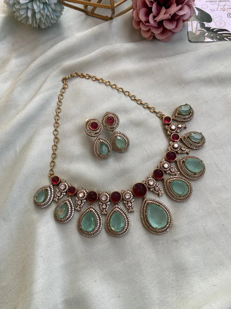 Premium AD Jaipur Stones Necklace set